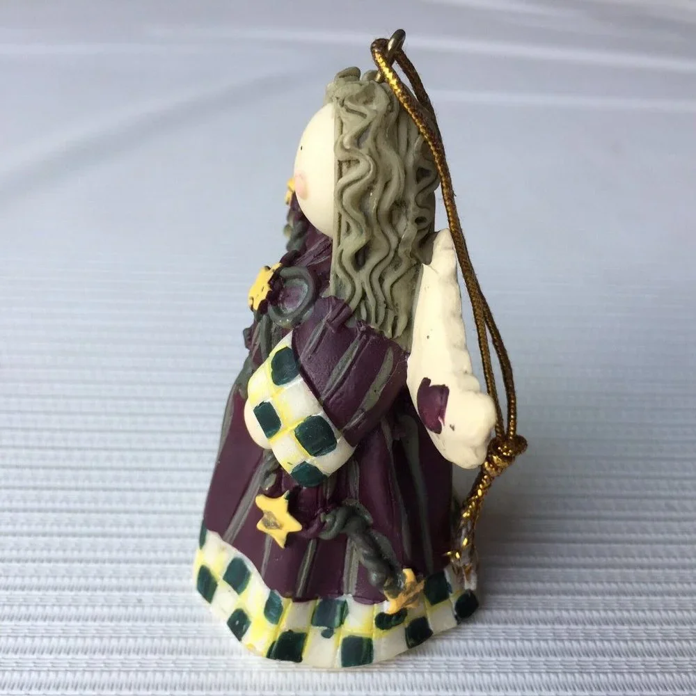 Holiday Treasures Angel with Wings Small Resin Ornament Purple Christmas Decor